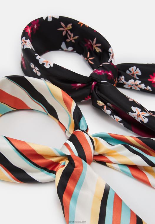 Anna Field kvinner 2 pakke hodeskjerf flerfarget/svart P266L2712