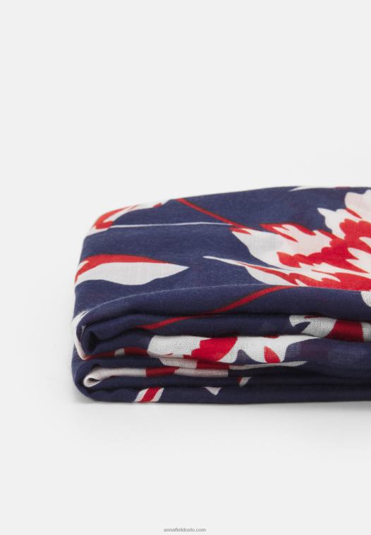 Anna Field kvinner skjerf blå/rød P266L2825