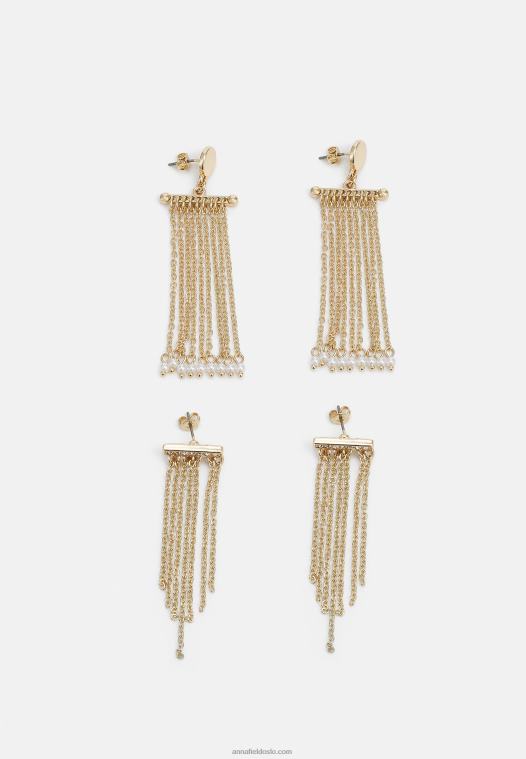 Anna Field kvinner 2 pakke gullfargede øredobber P266L2660