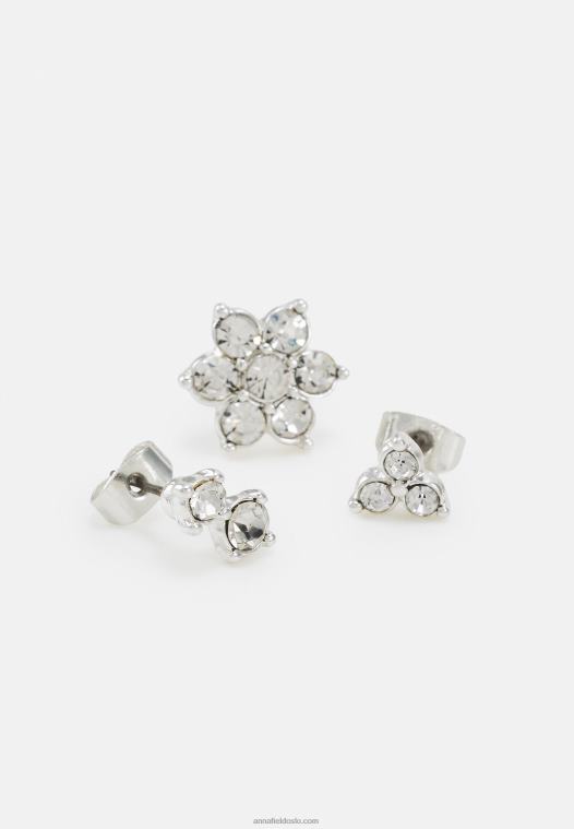 Anna Field kvinner 5-pakning ørepynt sølvfarget P266L2662