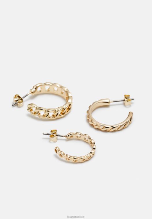 Anna Field kvinner 6-pakning gullfargede øredobber P266L2661