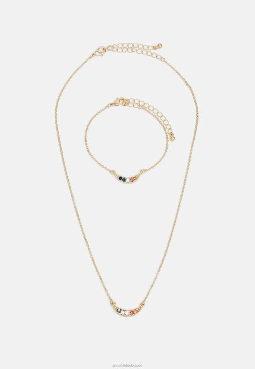 Anna Field kvinner sett kjede gullfarget P266L2654