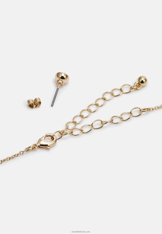 Anna Field kvinner sett øredobber gullfarget P266L2655