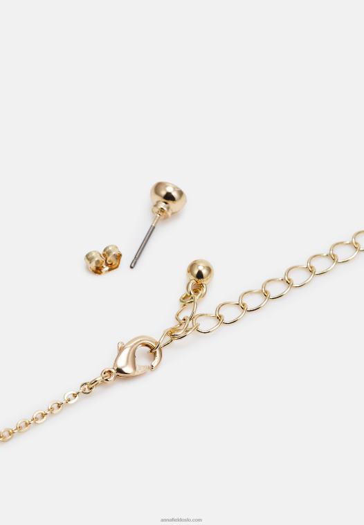 Anna Field kvinner sett øredobber gullfarget P266L2656