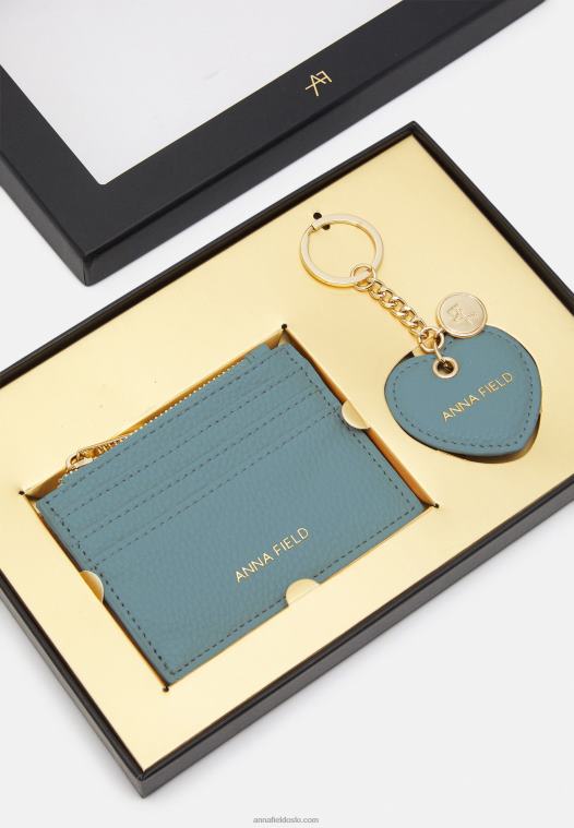 Anna Field kvinner sett visittkortholder blå P266L2664