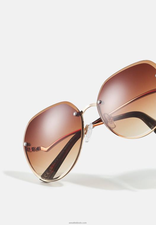 Anna Field kvinner solbriller gullfarget P266L2703