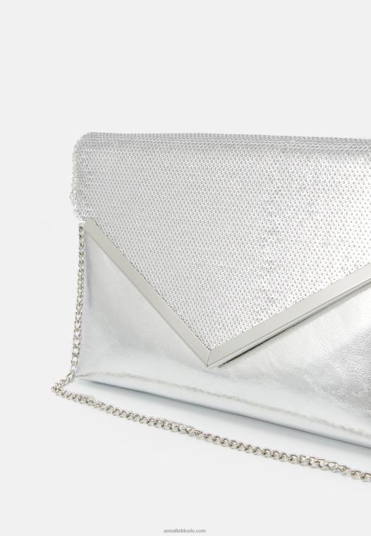 Anna Field kvinner clutch 104 sølv P266L2429