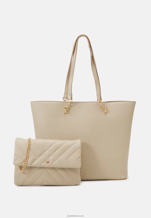 Anna Field kvinner sett tote bag beige P266L2461