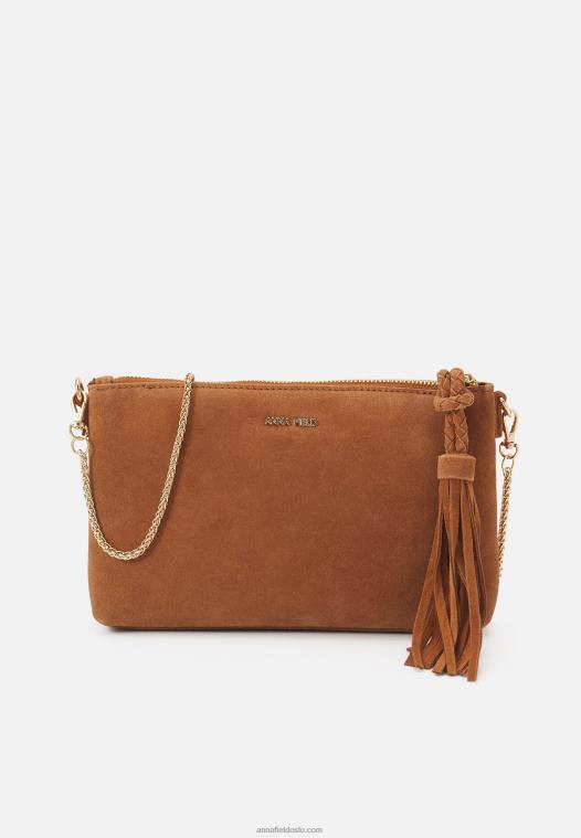 Anna Field kvinner skinn clutch cognac P266L2438