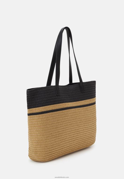 Anna Field kvinner tøyveske beige/svart P266L2478