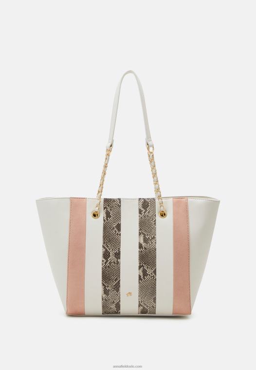 Anna Field kvinner tote bag off-white/rosa P266L2481