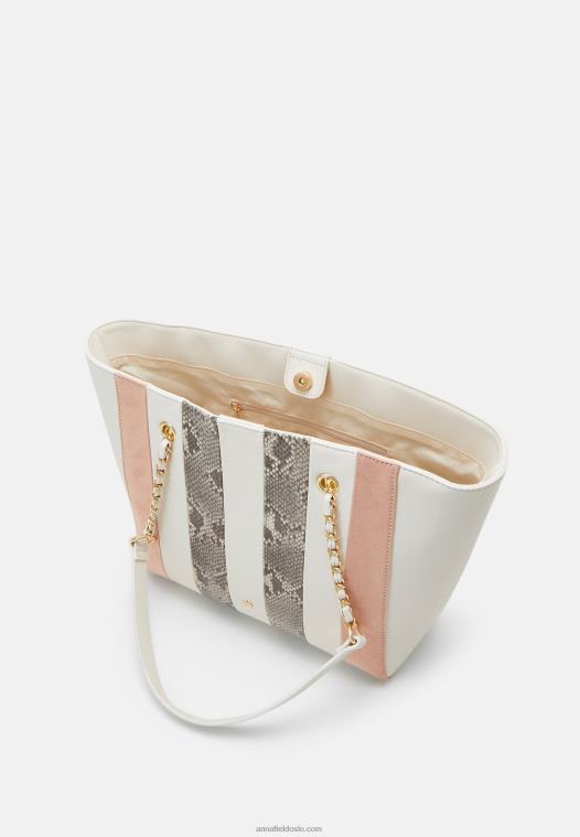 Anna Field kvinner tote bag off-white/rosa P266L2481